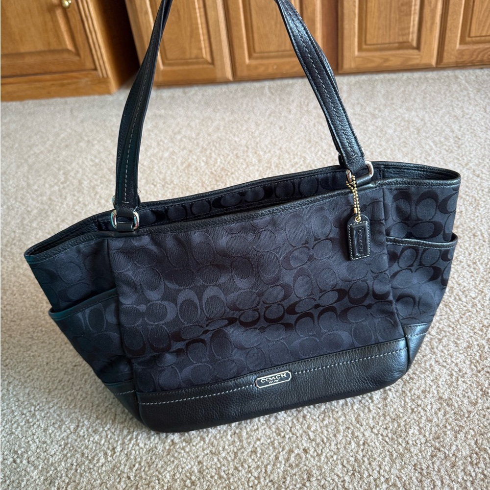 Coach Black Signature Tote Bag